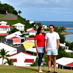 Caribbean Holidays, Grenada Couples Holidays, Couple exploring St George's Grenada, colourful buildings, harbour views, hillside streets and tropical scenery
