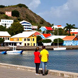 Caribbean Holidays, Grenada Couples Holidays, Couple exploring St George's Grenada, colourful waterfront buildings, hillside streets and boats in the harbour