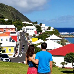 Caribbean Holidays, Grenada Couples Holidays, Couple exploring St George's, Grenada, with colourful buildings, hillside streets, harbour views and tropical sunshine