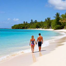 Caribbean Holidays, Grenada Couples Holidays, Couple snorkelling in clear turquoise water at Grand Anse Beach Grenada, soft white sand and tropical coastline
