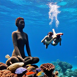 Caribbean Holidays, Grenada Couples Holidays, Couple snorkelling over the Underwater Sculpture Park near Grenada, with colourful fish, coral and clear blue water