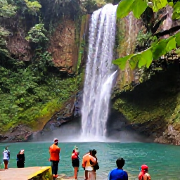 Caribbean Holidays, Grenada Cruises February, Grenada rainforest waterfall with lush tropical plants, a clear pool and visitors exploring on a guided February excursion