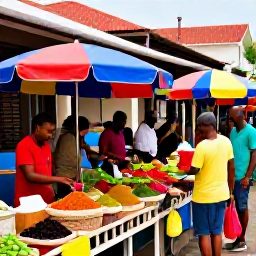 Caribbean Holidays, Grenada Culture Holidays, Colourful market scene in St George's, Grenada, with local spices, fresh produce and friendly shoppers