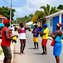Caribbean Holidays, Grenada Culture Holidays, Colourful traditional Grenadian cultural celebration in a village street during November, with local people, music and Caribbean atmosphere