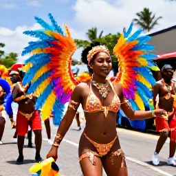Caribbean Holidays, Grenada Culture Holidays, Energetic Grenadian carnival parade with colourful feathers, costumes, musicians and dancing crowds