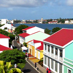 Caribbean Holidays, Grenada Culture Holidays, Historic St George's Grenada with colourful buildings, red-tiled roofs, harbour views and visitors exploring the capital on foot