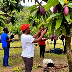 Caribbean Holidays, Grenada Culture Holidays, Visitors exploring a lush Grenadian spice plantation with nutmeg, cocoa and tropical greenery