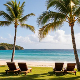 Caribbean Holidays, Grenada December Adults Only, A quiet adults-only resort overlooking a turquoise Caribbean bay in Grenada, with palm trees, sun loungers and warm December sunshine