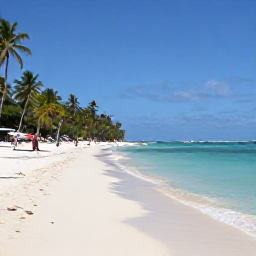 Caribbean Holidays, Grenada December Breaks, Grand Anse Beach in Grenada with calm turquoise water, white sand, palm trees and a few relaxed December visitors