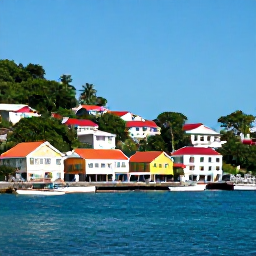 Caribbean Holidays, Grenada December Holidays, Historic St George's Grenada waterfront with colourful buildings, hillside homes, fishing boats and a clear blue sky