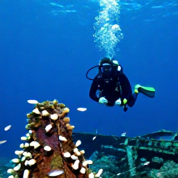 Caribbean Holidays, Grenada Diving June, Scuba diver exploring the Bianca C wreck surrounded by fish off Grenada
