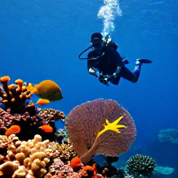 Caribbean Holidays, Grenada Diving May, Scuba diver photographing tropical reef fish and sea fans on a Grenada dive