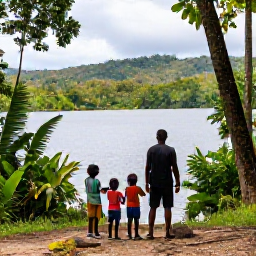 Caribbean Holidays, Grenada Family Holidays, A family exploring Grand Etang National Park in Grenada, with lush rainforest, a scenic lake and a friendly local guide