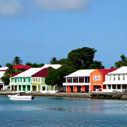 Caribbean Holidays, Grenada Family Holidays, A family exploring the colourful streets and waterfront of St George's, Grenada, with pastel buildings, boats and a friendly Caribbean atmosphere