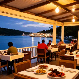 Caribbean Holidays, Grenada February, A welcoming Grenadian restaurant in St George's at evening, with outdoor tables, local dishes and warm lights overlooking the harbour