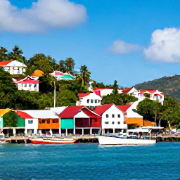 Caribbean Holidays, Grenada February Holidays, Colourful St George's harbour in Grenada with hillside buildings, traditional boats and tropical sunshine