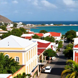 Caribbean Holidays, Grenada February Holidays, Historic pastel-coloured buildings and hillside streets in St George's, Grenada, with the harbour and blue Caribbean Sea beyond