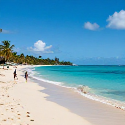 Caribbean Holidays, Grenada February Holidays, Sunlit Grand Anse Beach in Grenada with turquoise water, golden sand and a few relaxed holidaymakers