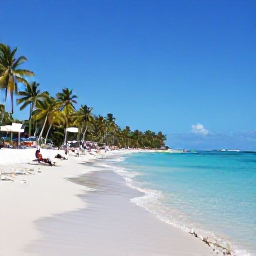 Caribbean Holidays, Grenada February Holidays, Sunny Grand Anse Beach in Grenada with calm turquoise water, palm trees and a few relaxed holidaymakers