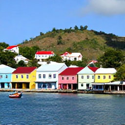 Caribbean Holidays, Grenada February Tours, Colourful waterfront in St George's, Grenada, with pastel buildings, fishing boats and hillside views in clear sunshine