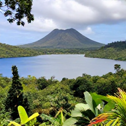 Caribbean Holidays, Grenada February Tours, Guided rainforest walk in Grand Etang National Park, Grenada, with lush tropical plants, volcanic mountains and a peaceful crater lake