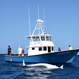 Caribbean Holidays, Grenada Fishing, A deep-sea fishing boat off Grenada with anglers reeling in a large fish beneath a clear blue sky