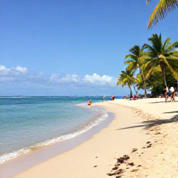 Caribbean Holidays, Grenada Holidays, Grand Anse Beach in Grenada with calm turquoise water, palm trees and visitors enjoying the soft golden sand