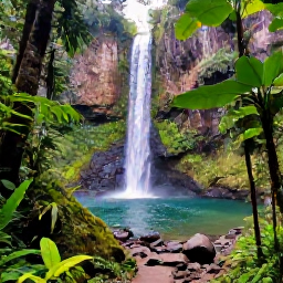 Caribbean Holidays, Grenada Holidays, Grenada rainforest trail leading to Annandale Falls, with lush tropical plants and a clear waterfall pool