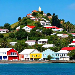 Caribbean Holidays, Grenada Holidays, Visitors exploring St George's, Grenada, with colourful houses, a historic harbour, hillside streets and tropical scenery