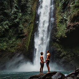 Caribbean Holidays, Grenada Honeymoons, A couple exploring a lush tropical waterfall and rainforest in Grenada