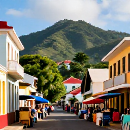 Caribbean Holidays, Grenada in December, A colourful street in St George's, Grenada, with colonial buildings, a lively market and green hills in the background