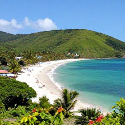 Caribbean Holidays, Grenada in February, A panoramic view of Grand Anse Beach and Grenada's green hills under bright February sunshine