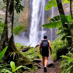Caribbean Holidays, Grenada in February, Hiker following a forest trail to a waterfall in Grenada's lush interior