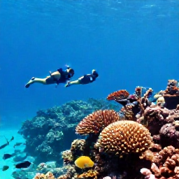 Caribbean Holidays, Grenada in February, Snorkellers above a colourful coral reef near Grenada, clear blue Caribbean water and tropical fish