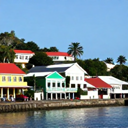Caribbean Holidays, Grenada in March, Visitors exploring St George's Grenada, colourful waterfront buildings, hillside streets and traditional Caribbean architecture in bright afternoon sunshine