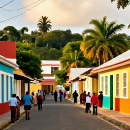 Caribbean Holidays, Grenada in September, A lively street scene in St George's, Grenada, with colourful buildings, local people and tropical greenery in warm September light