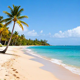 Caribbean Holidays, Grenada Instagram Hotspots, A bright coastal view of Grand Anse Beach in Grenada, with turquoise water, golden sand, palm trees and a clear August sky