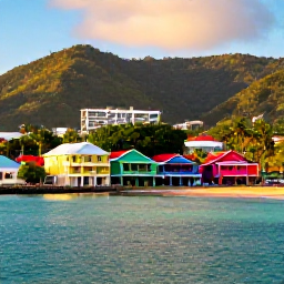 Caribbean Holidays, Grenada Instagram Spots, A vibrant coastal view of St George's, Grenada, with colourful buildings, turquoise water and tropical hills in warm October light