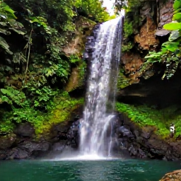 Caribbean Holidays, Grenada Instagram Spots, Annandale Falls in Grenada, cascading waterfall surrounded by tropical forest, with a visitor viewing the pool