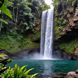 Caribbean Holidays, Grenada Instagram Spots, Annandale Falls in Grenada surrounded by lush rainforest, tropical plants and a clear pool with a waterfall cascading into it