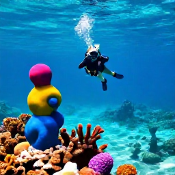 Caribbean Holidays, Grenada Instagram Spots, Colourful underwater sculpture park near Grenada, divers and snorkellers viewing statues in clear blue Caribbean water