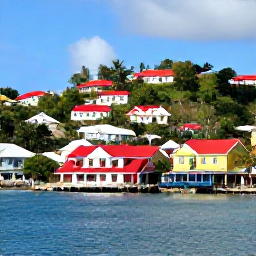Caribbean Holidays, Grenada Instagram Spots, Colourful waterfront view of St George's Grenada, red-roofed buildings, historic harbour, hillside houses and bright Caribbean sunshine