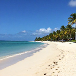 Caribbean Holidays, Grenada Instagram Spots, Grand Anse Beach in Grenada with wide white sand, calm turquoise water, palm trees and a bright blue February sky