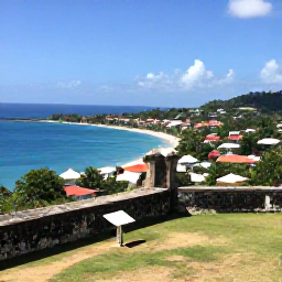 Caribbean Holidays, Grenada Instagram Spots, Panoramic view from Fort Frederick overlooking St George's and Grenada's coastline on a clear January day, realistic travel photography
