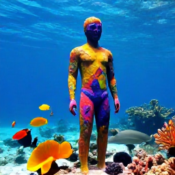 Caribbean Holidays, Grenada Instagram Spots, The colourful underwater sculpture park in Grenada, with clear blue water, tropical fish and divers viewing human-shaped sculptures
