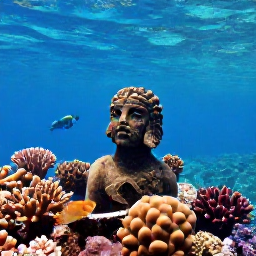 Caribbean Holidays, Grenada Instagram Spots, Underwater view of Grenada's clear Caribbean sea with colourful coral, tropical fish and a diver near an underwater sculpture