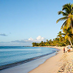 Caribbean Holidays, Grenada Island Hopping, A bright October morning on Grand Anse Beach in Grenada, with calm turquoise water, palm trees and travellers enjoying the sand