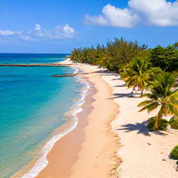 Caribbean Holidays, Grenada Island Hopping, Aerial view of Grand Anse Beach in Grenada with turquoise water, golden sand and a few palm trees
