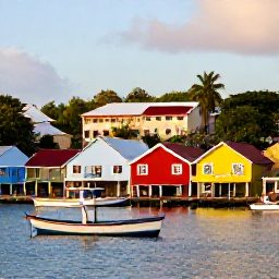 Caribbean Holidays, Grenada Island Hopping, Colourful waterfront buildings and fishing boats around St George&rsquo;s harbour in Grenada, viewed in warm afternoon light