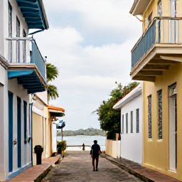 Caribbean Holidays, Grenada January Breaks, Traveller walking along the narrow streets and historic waterfront of St George's, Grenada, with colonial architecture and harbour views